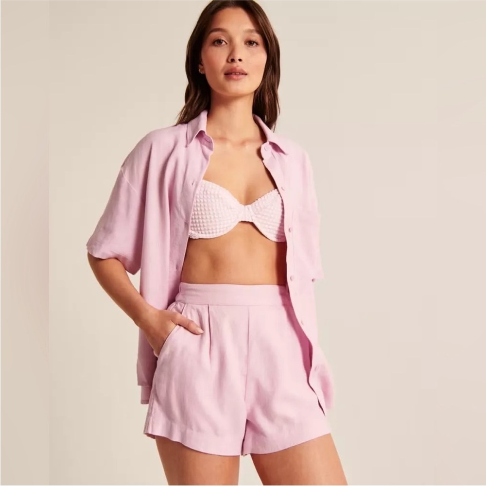 Abercrombie & Fitch Soft Pink Linen Blend Shorts